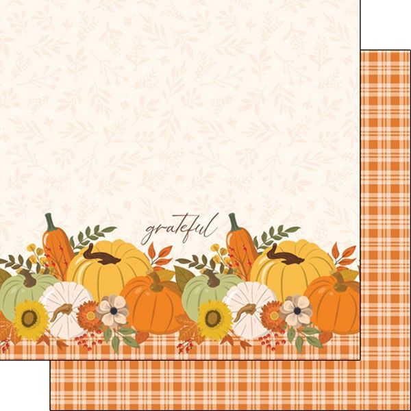 Grateful Pumpkin Plaid 12 x 12 DS Paper