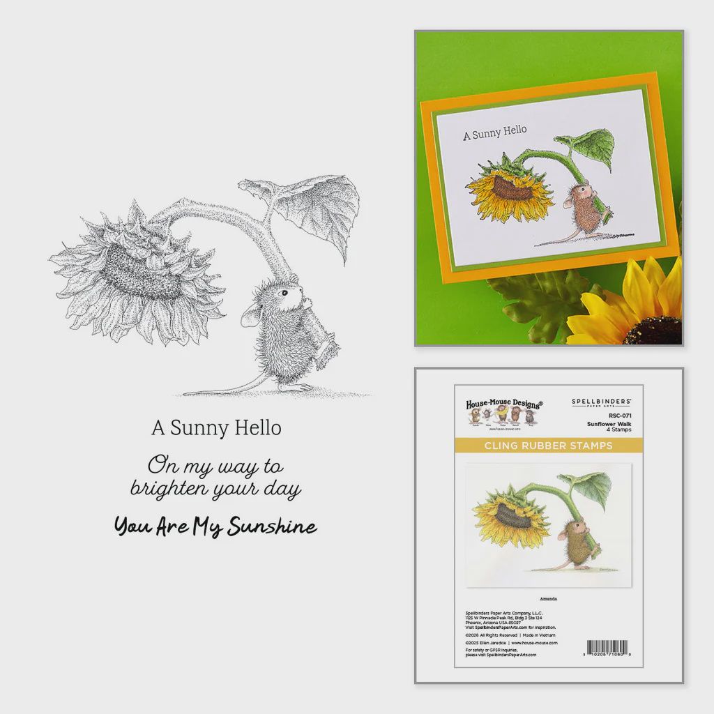 House-Mouse Sunflower Walk Cling Rubber Stamp Set
