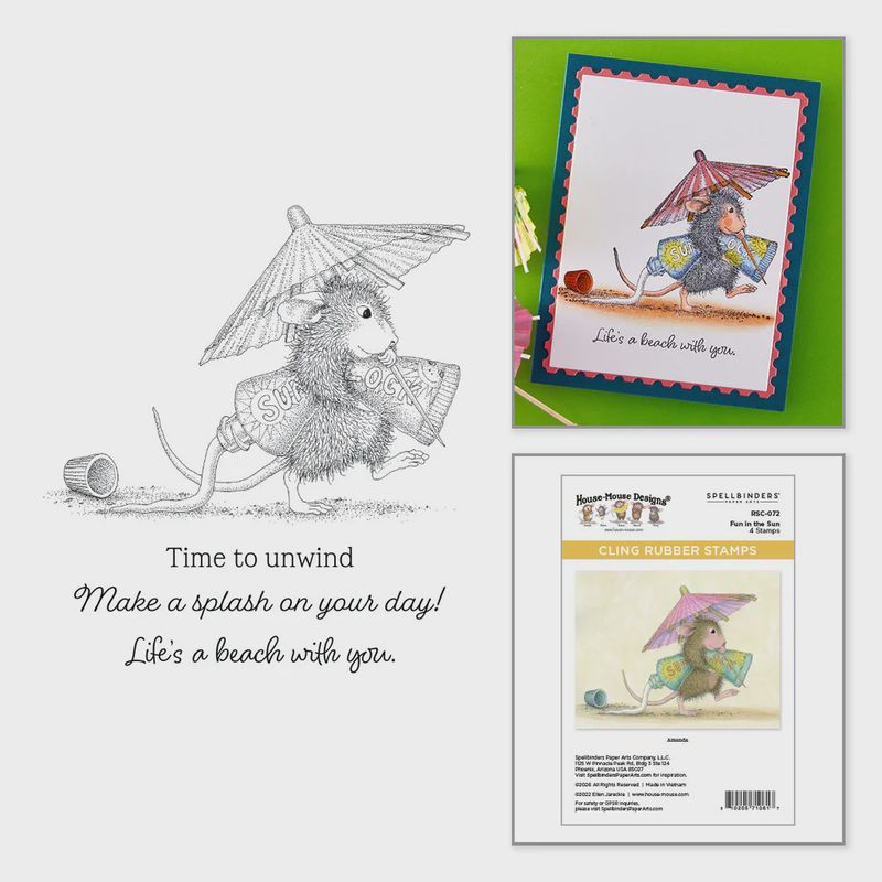 House-Mouse Fun in the Sun Cling Rubber Stamp Set