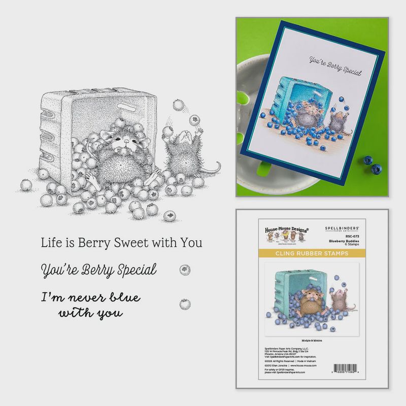 House-Mouse Blueberry Buddies Cling Rubber Stamp Set