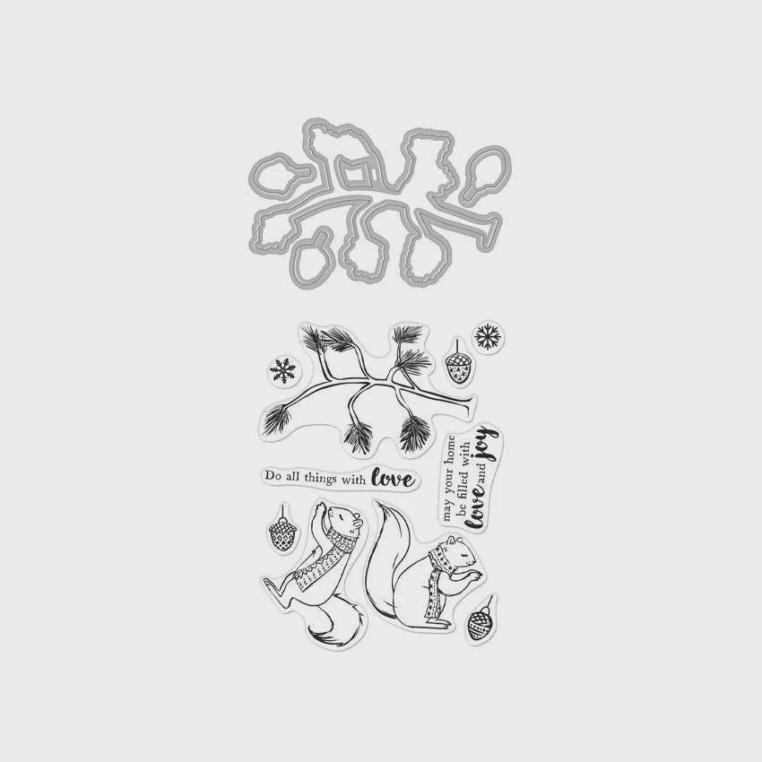Hero Arts Christmas Squirrels Stamp &amp; Die Set