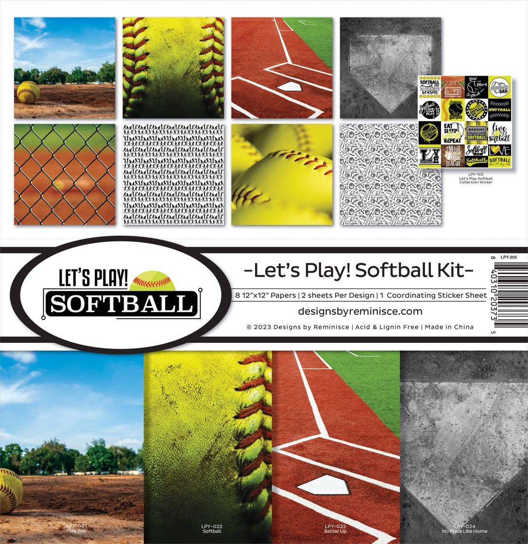 Reminisce Collection Kit 12"X12" Let's Play Softball