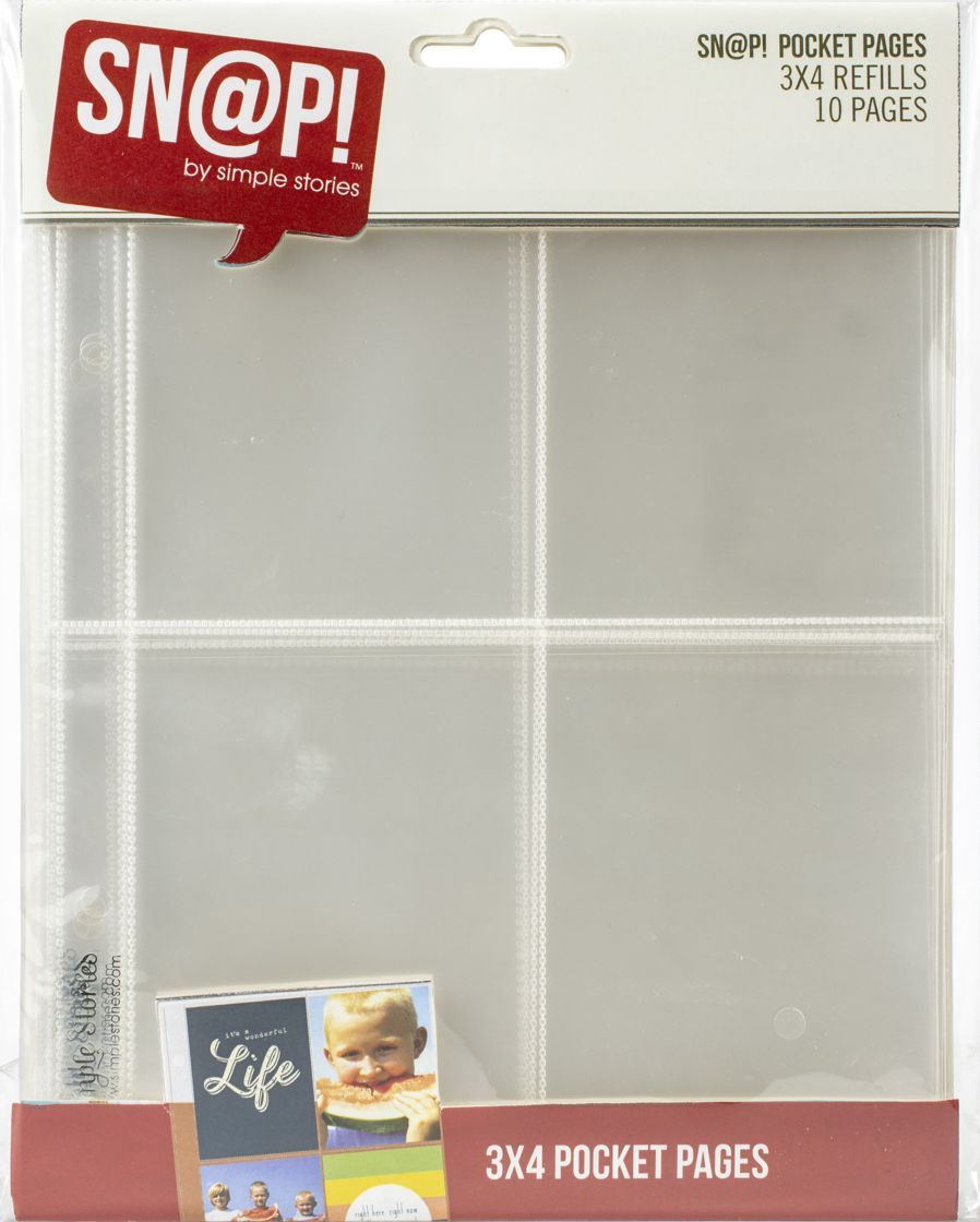 Simple Stories Sn@p! Pocket Pages For 6"X8" Binders 10/Pkg (4) 3"X4" Pockets