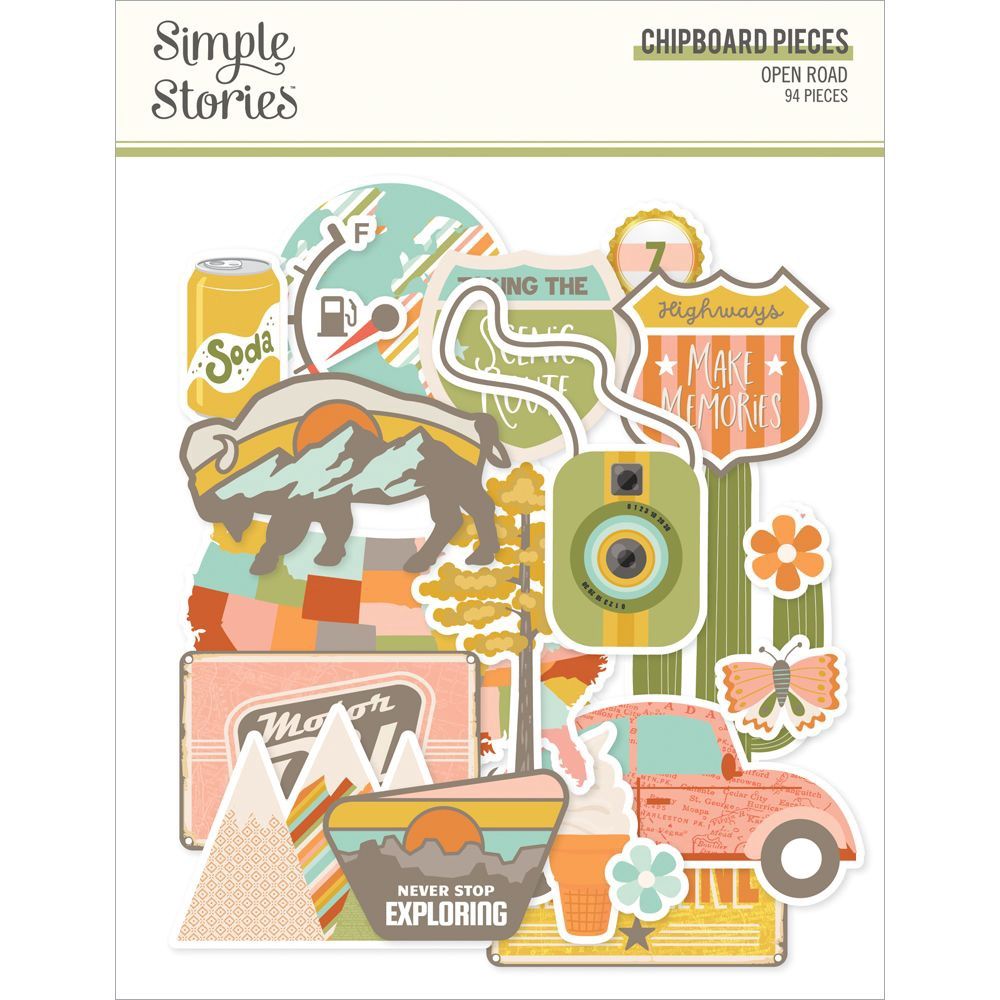 Simple Stories Chipboard Stickers 12"X12" Open Road