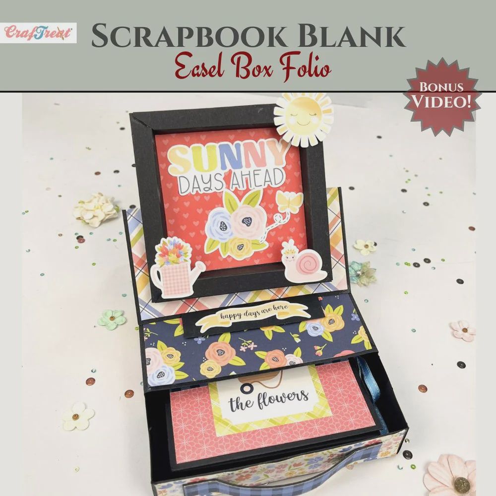 CrafTreat Scrapbook Blank Easel Box Folio - White