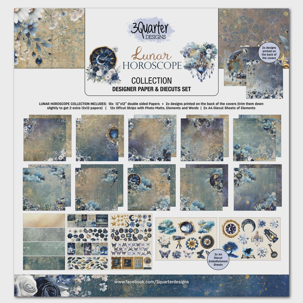 3Quarter Designs Lunar Horoscopes 12x12 Designer Paper &amp; Diecuts Set