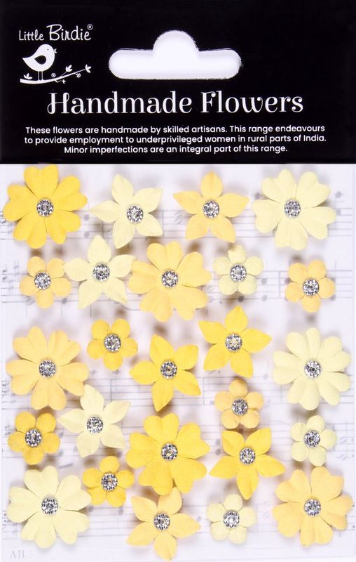 Little Birdie Karolina Paper Flowers 25/Pkg Sunshine