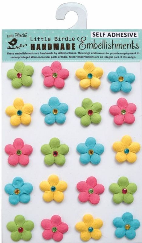 Little Birdie Embossed Jeweled Daisies 20/Pkg Candy Crush