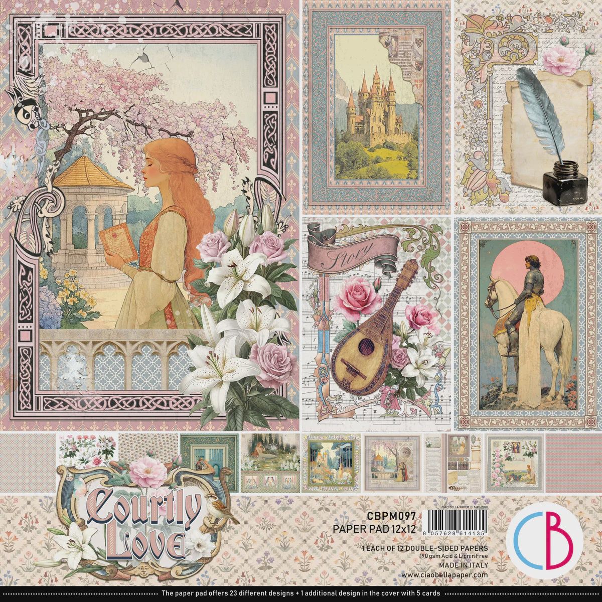 Courtly Love Paper Pad 12"x12" 12/Pkg