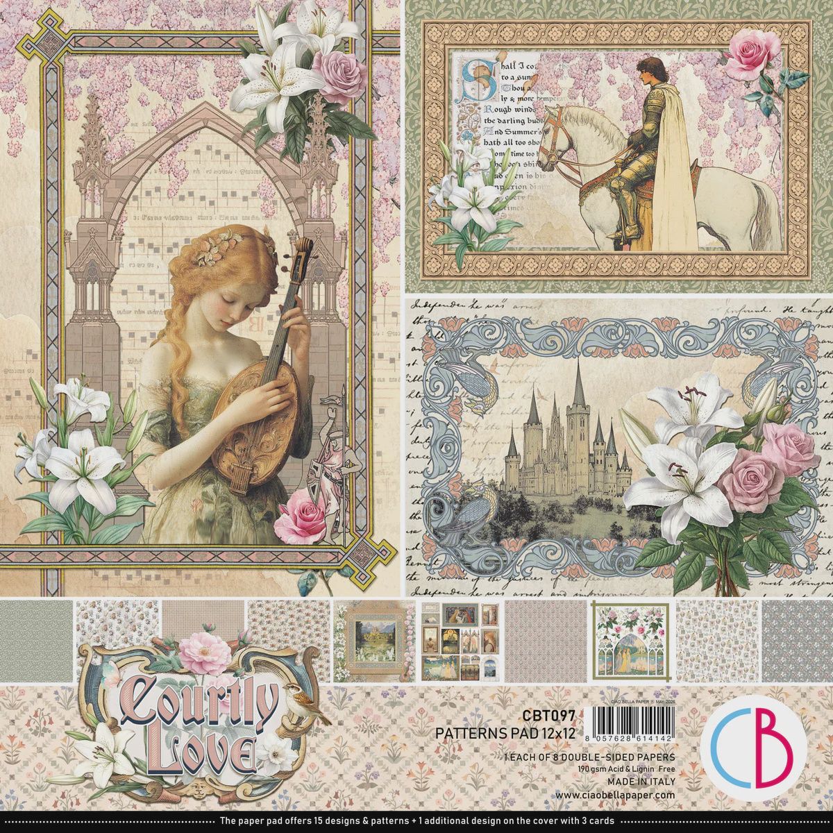 Courtly Love Patterns Pad 12"x12" 8/Pkg