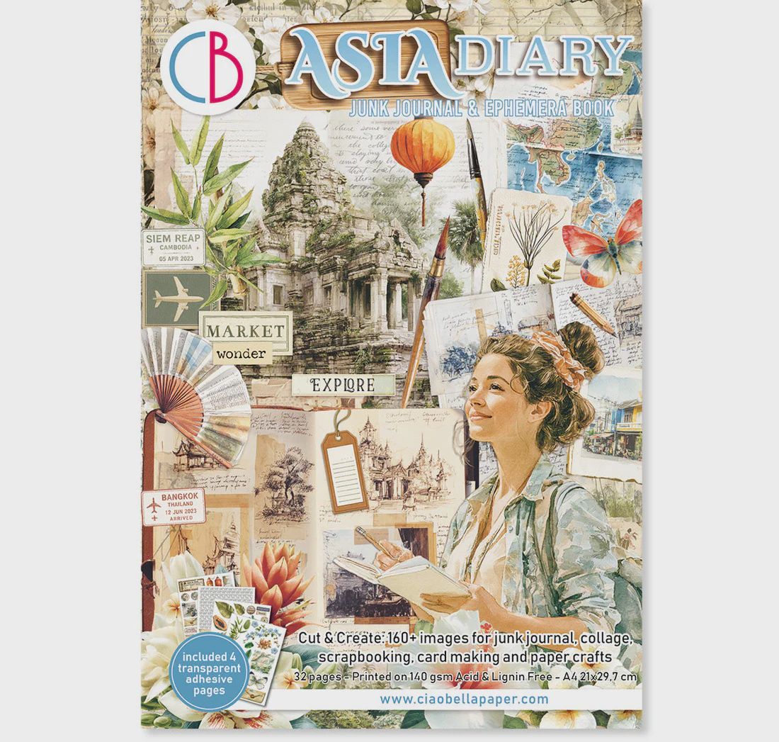 Asia Diary Junk Journal &amp; Ephemera Book A4 32/Pkg