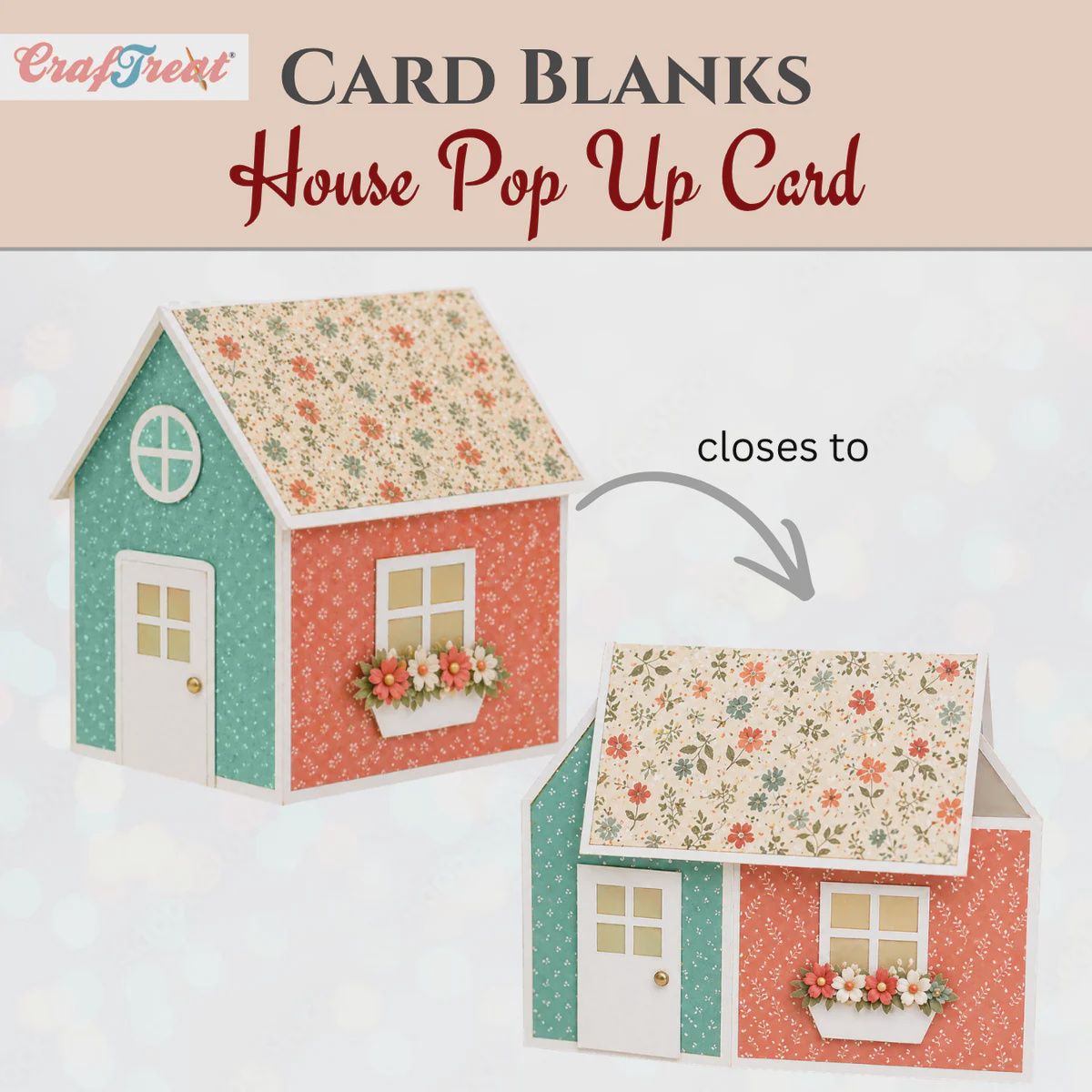 CrafTreat Card Blank - House Pop-up Card