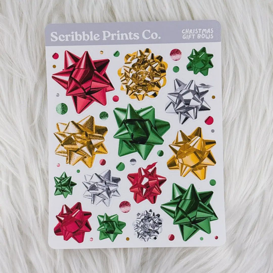 Christmas Gift Bows – Journal Deco // Matte Stickers