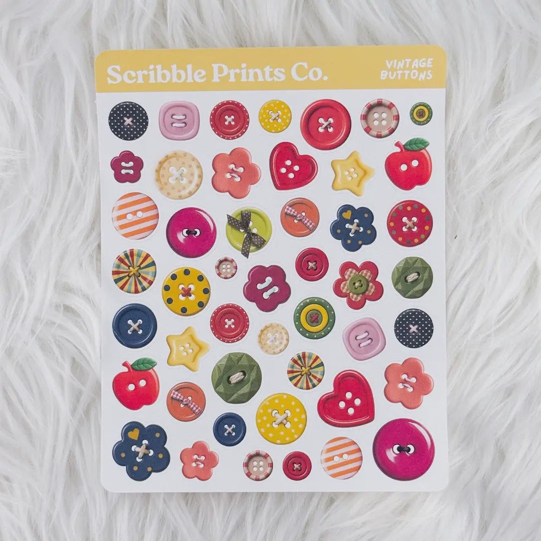 Vintage Buttons – Journal Deco // Matte Stickers