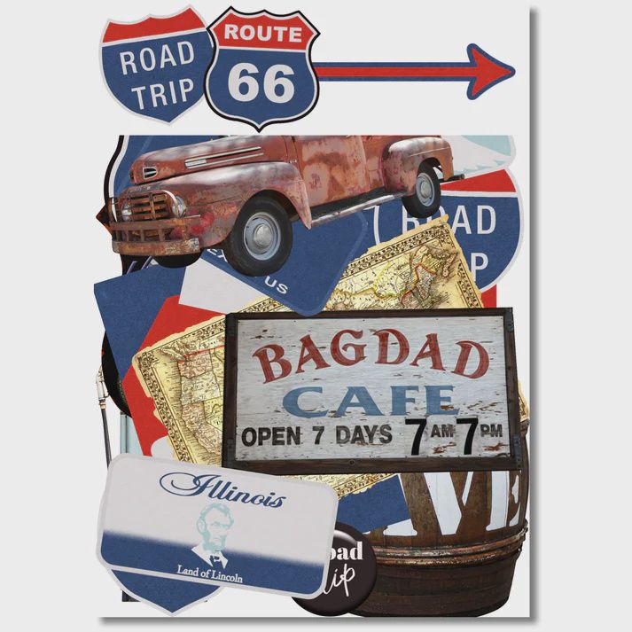 Road Trip Route 66 Collection Laser Cut Scrapbook Ephemera