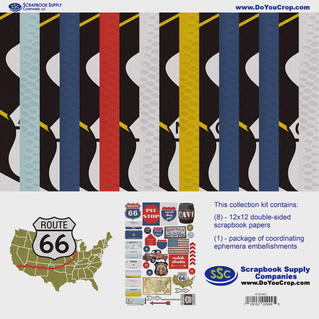 Route 66 12 x 12 Scrapbook Paper &amp; Embellishment Kit