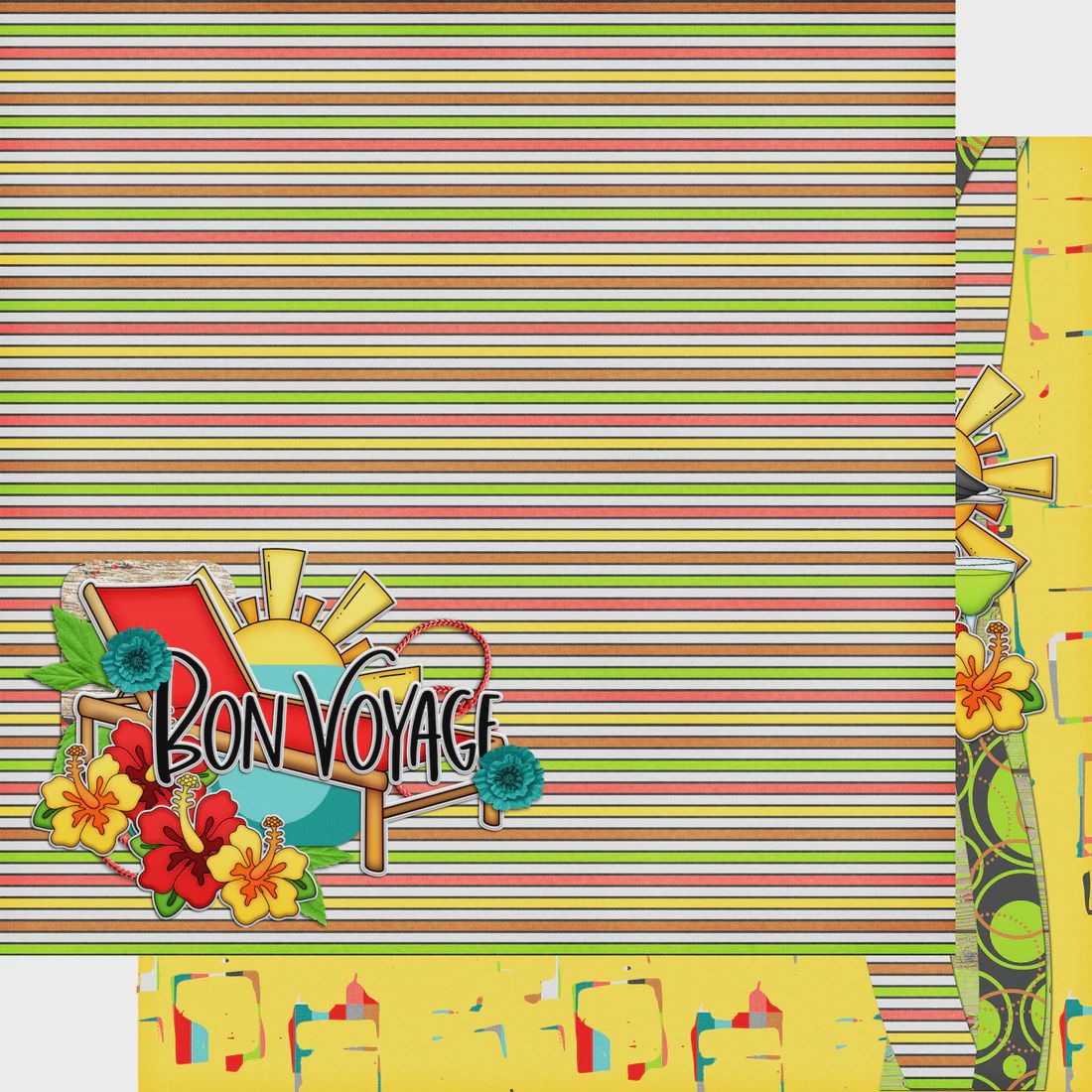 Bon Voyage Collection Relaxing In Paradise 12 x 12 Double-Sided Scrapbook Paper