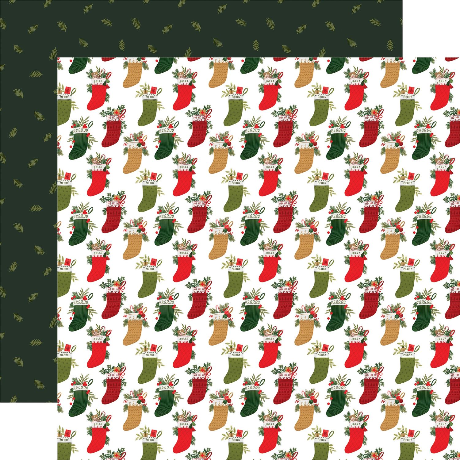 Christmas Joy: Jolly Stockings 12x12 Patterned Paper