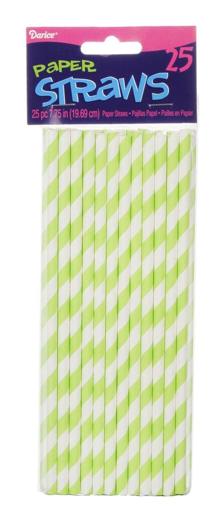Darice – Striped Paper Straws – Lime (25 Pieces)