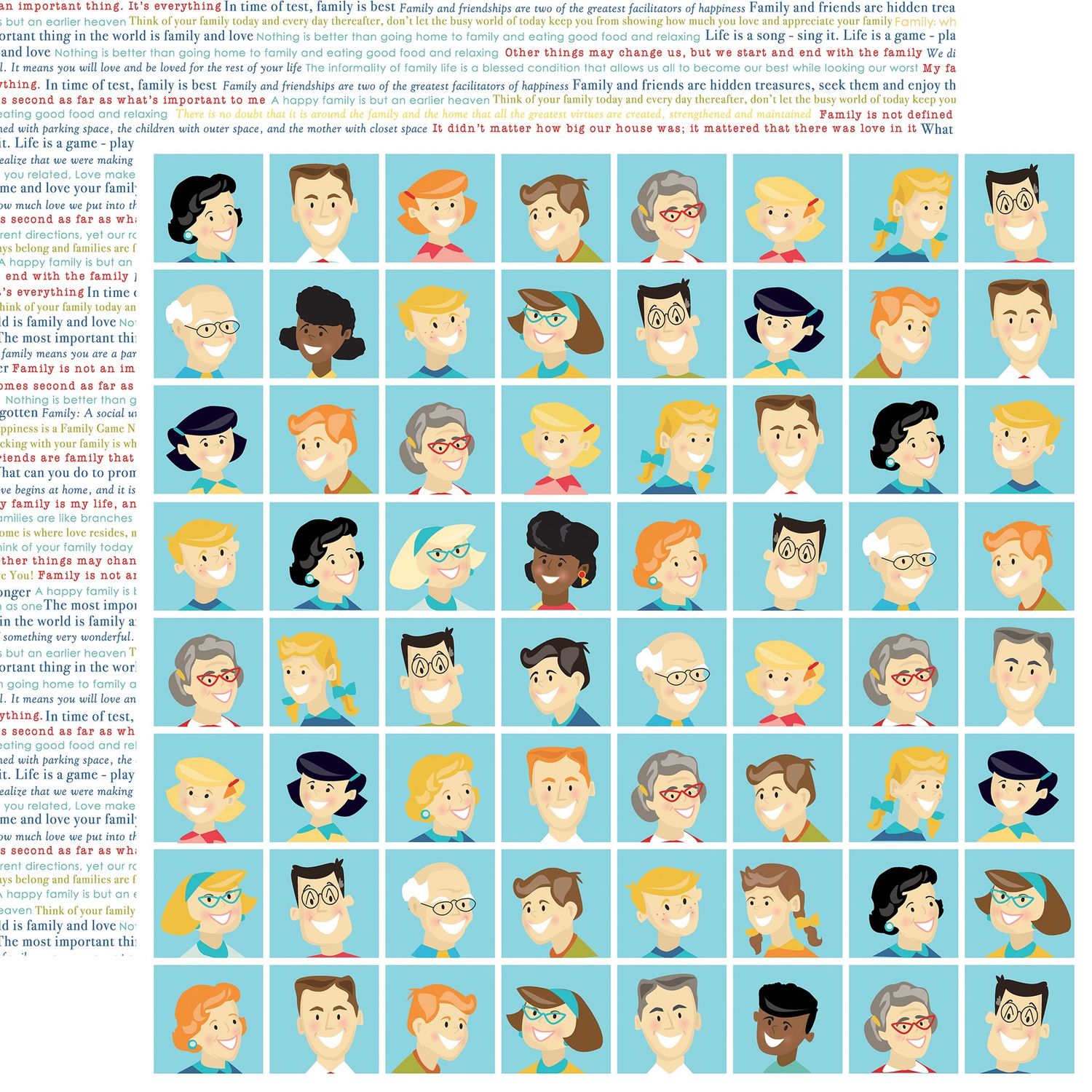 Family Night: Faces 12x12 Patterned Paper