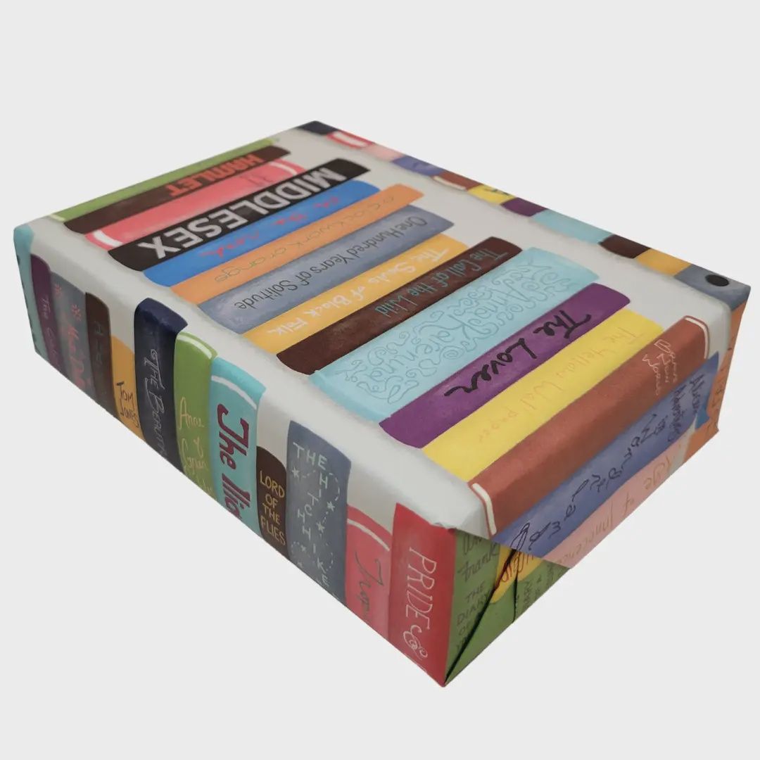 Detailed Bookshelf Book Spine Gift Wrapping Sheets