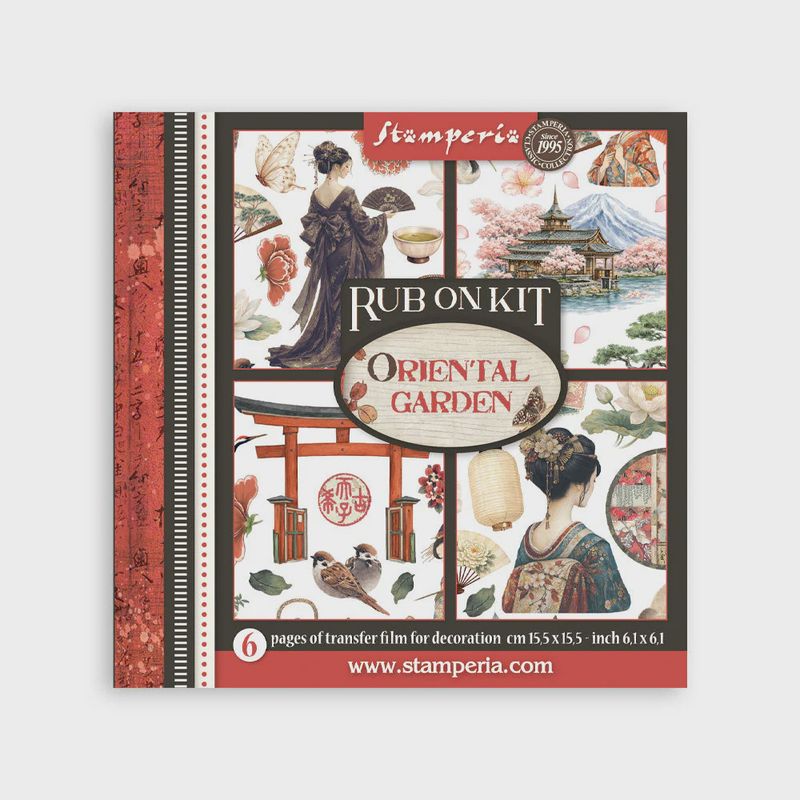 Printed Decorative Rub On Kit For Art And Craft Cm 15.5x15.5 - Oriental Garden