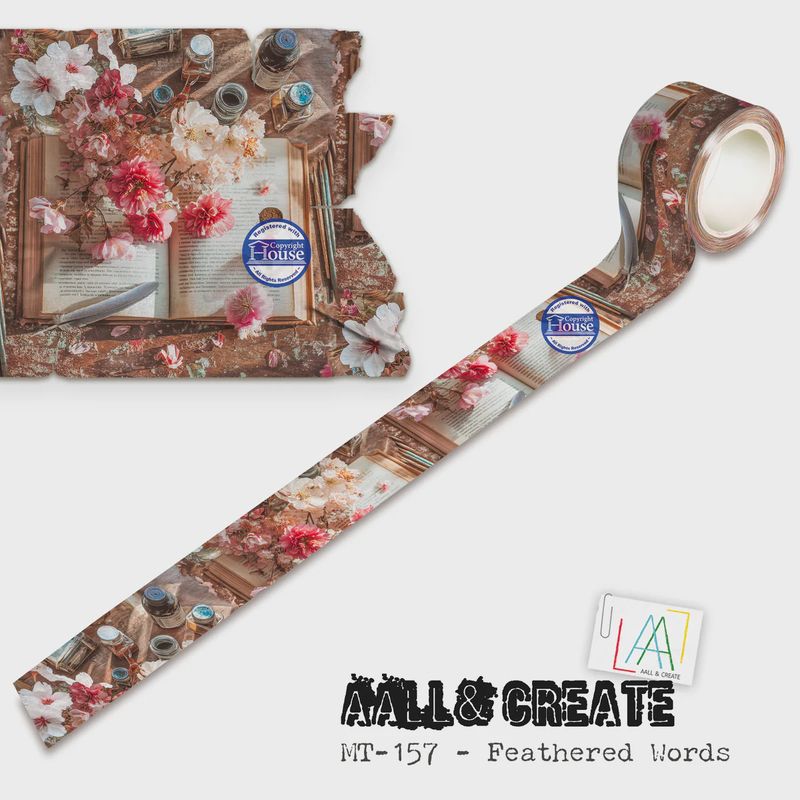 AALL and Create - Layer-It-Up Washi Tape 25mm x 10m - Feathered Words