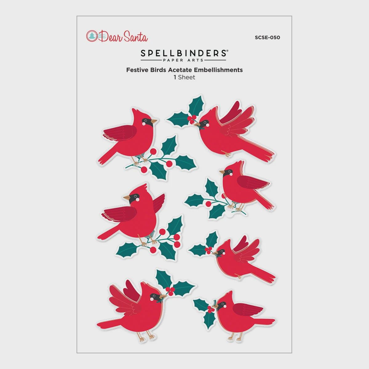 Dear Santa Festive Birds Dimensional Stickers
