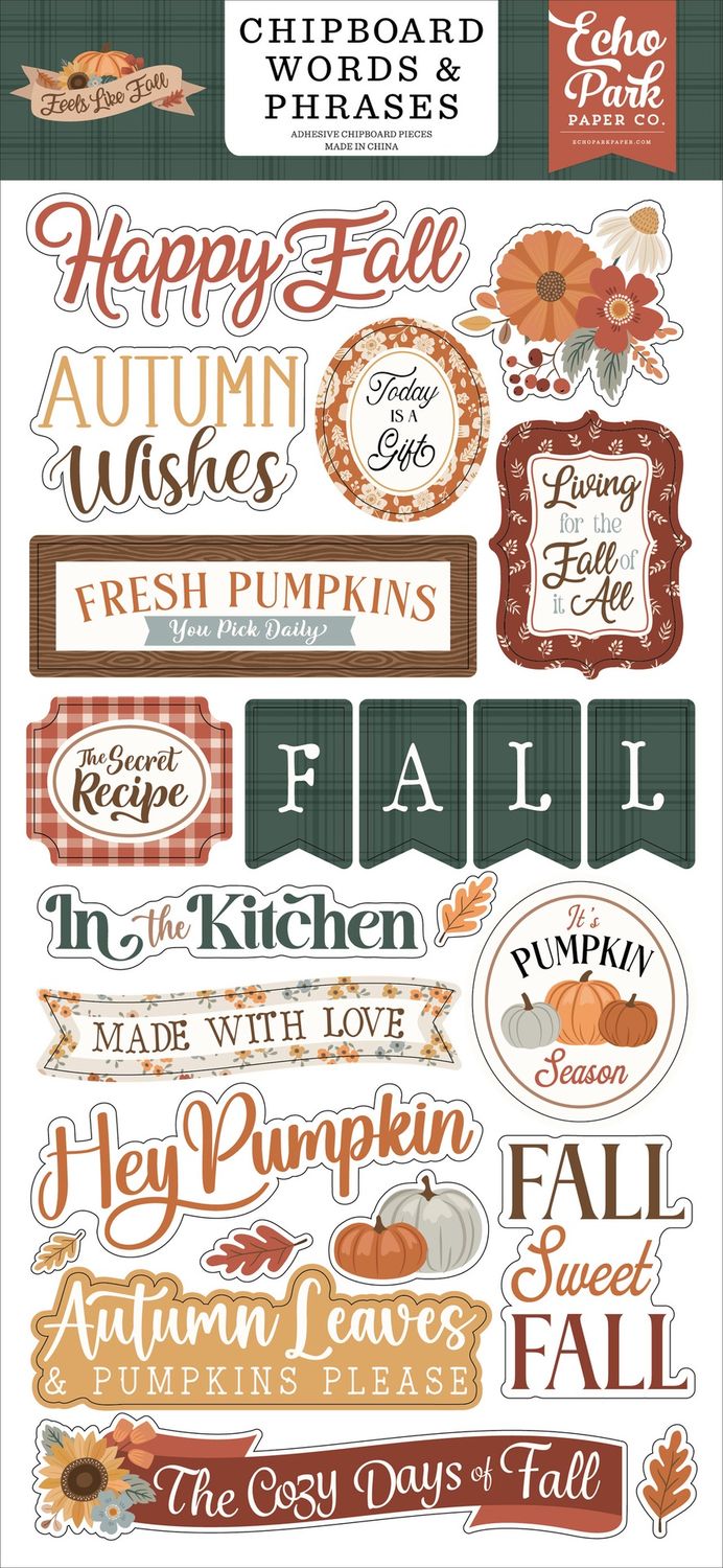 Feels Like Fall 6x13 Chipboard Word &amp; Phrases