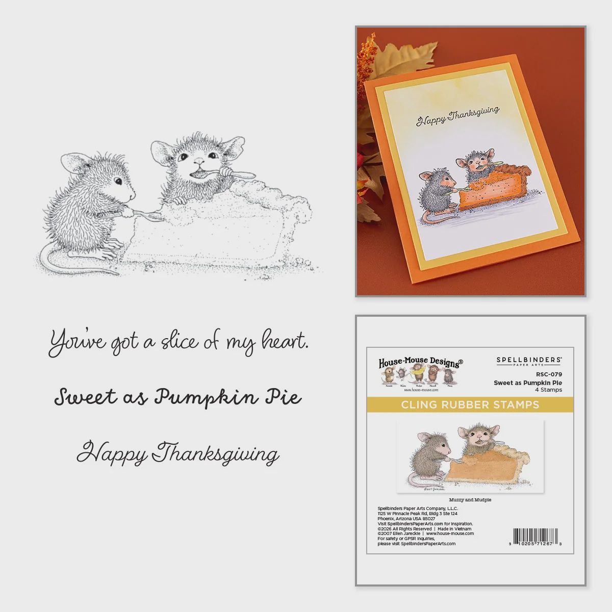 House-Mouse Sweet As Pumpkin Pie Cling Rubber Stamp Set