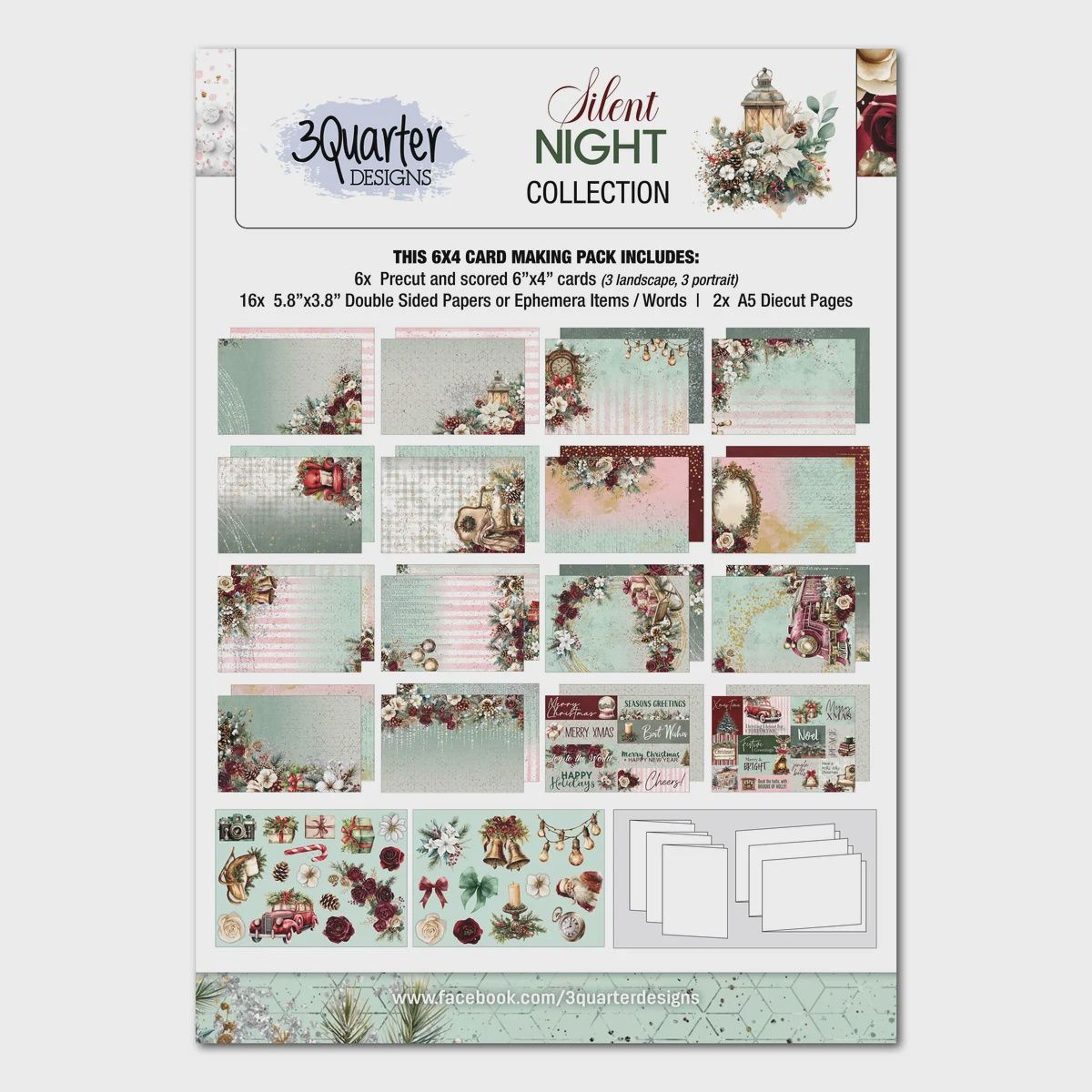 3Quarter Designs Silent Night 6x4 Card Pack