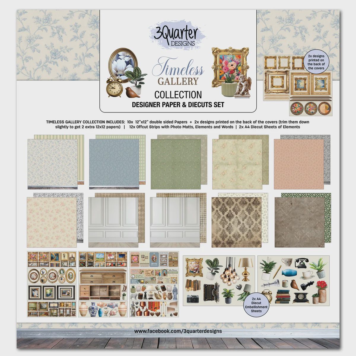 3Quarter Designs Timeless Gallery 12x12 Designer Paper &amp; Diecuts Set