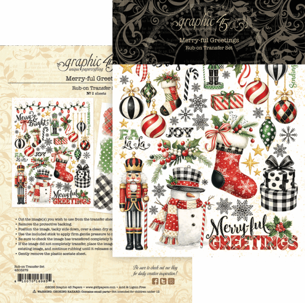Merry-ful Greetings Rub-on Transfers