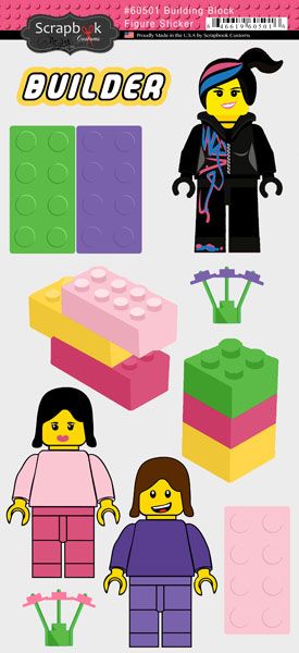 Building Block Girl Figure Sticker
