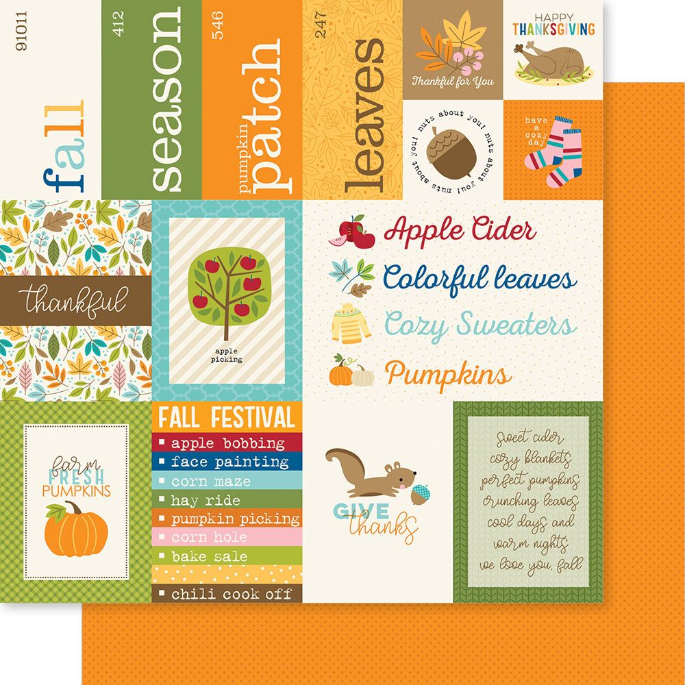 Bella Blvd - One Fall Day Collection - 12 x 12 Double Sided Cardstock - Daily Details