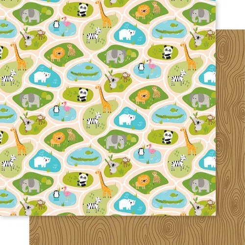 Bella Blvd - Zoo Day Collection - 12 x 12 Double Sided Paper - Around The Zoo