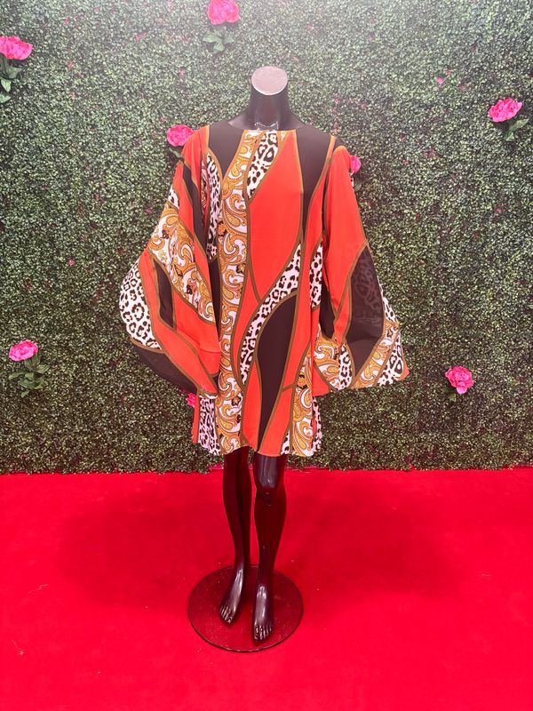 Cheetah and Orange Short Gown