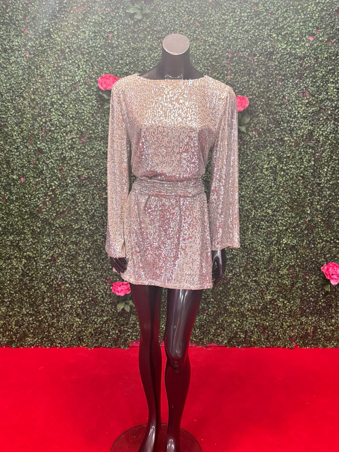 Silver Shimmer Long Sleeve Midi