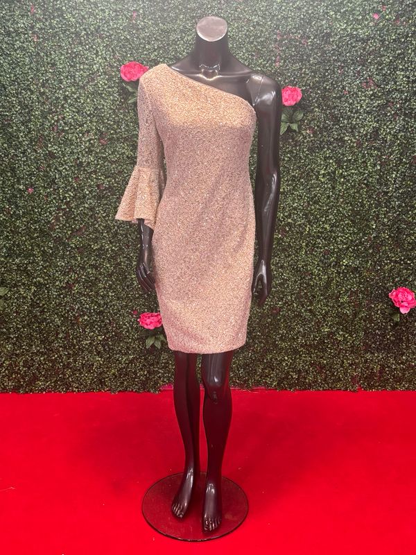 Gold One Shoulder Short Gown