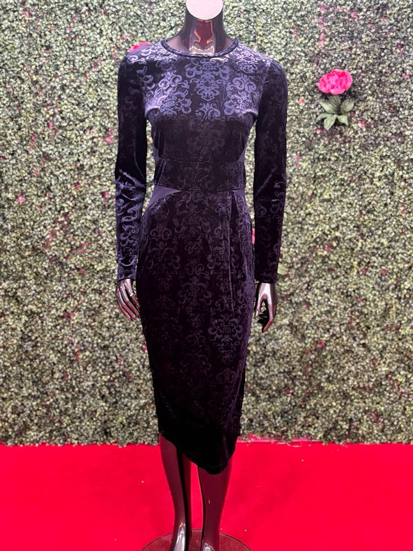 Royal Blue Long Sleeve Velvet Short Gown