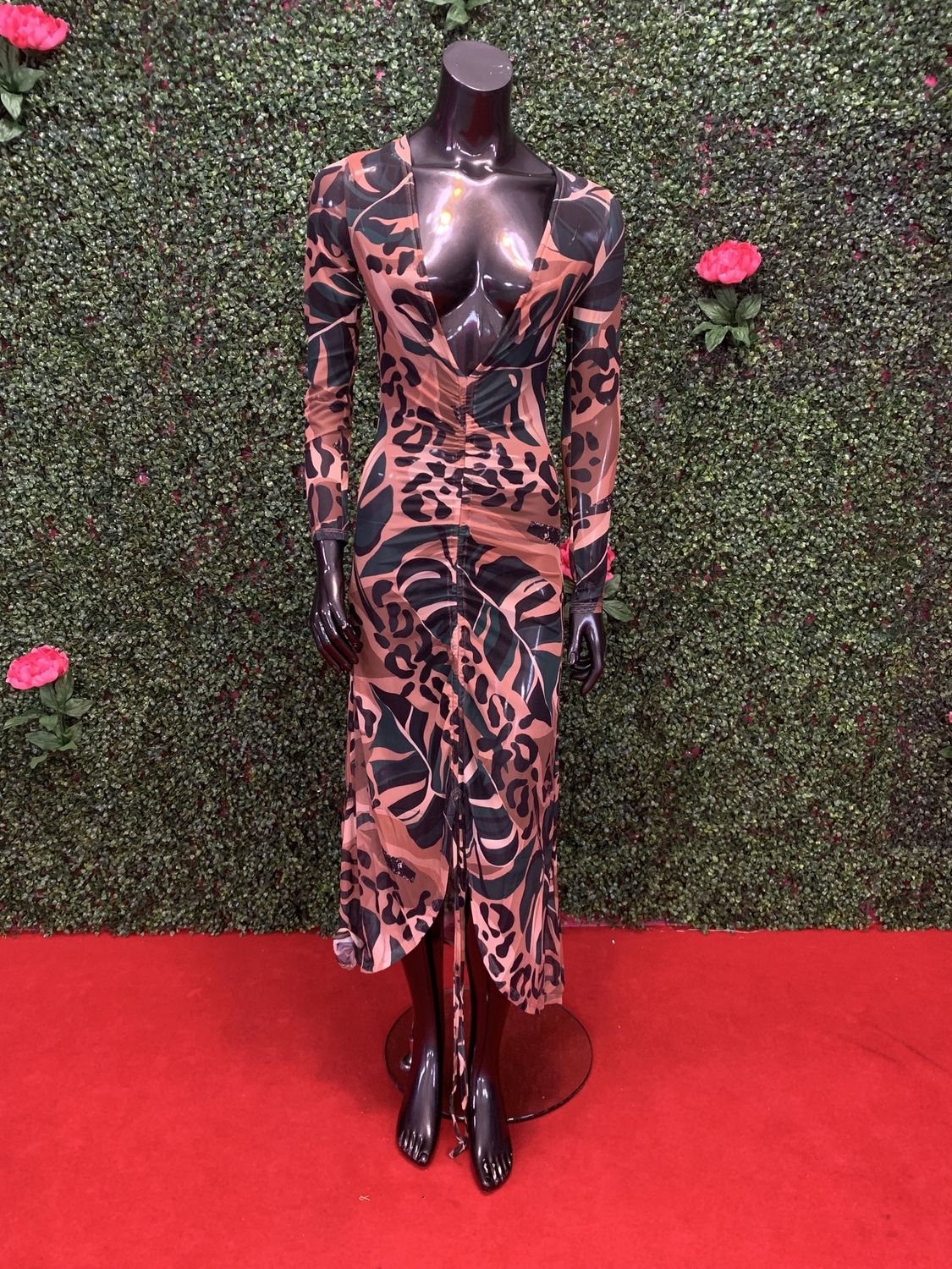 Mesh Cheetah Pull Over Dress