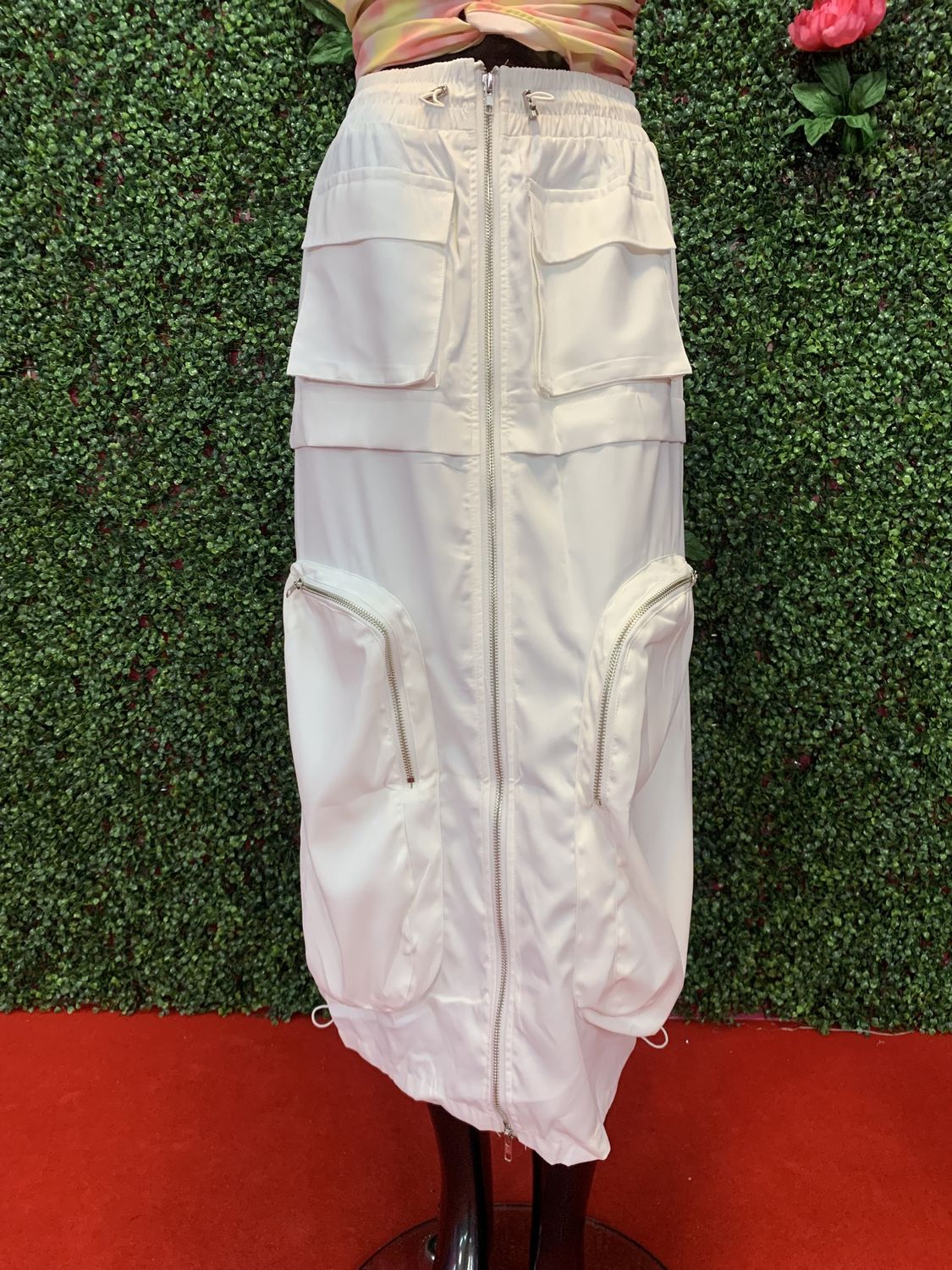 White Cargo Skirt