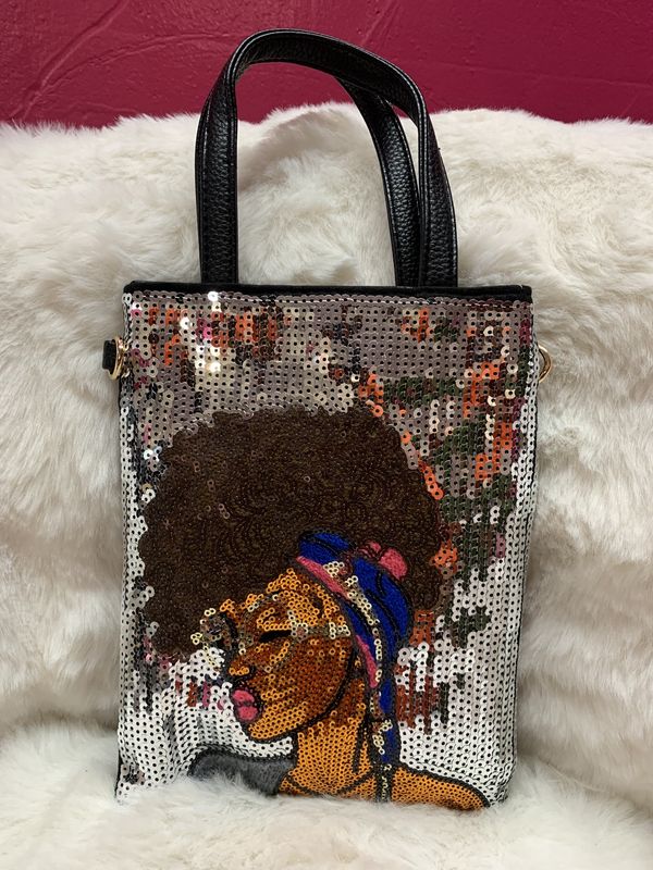 Silver Black Queen Mini Tote Bag