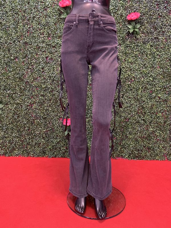 Ribbon Black Denim Jeans