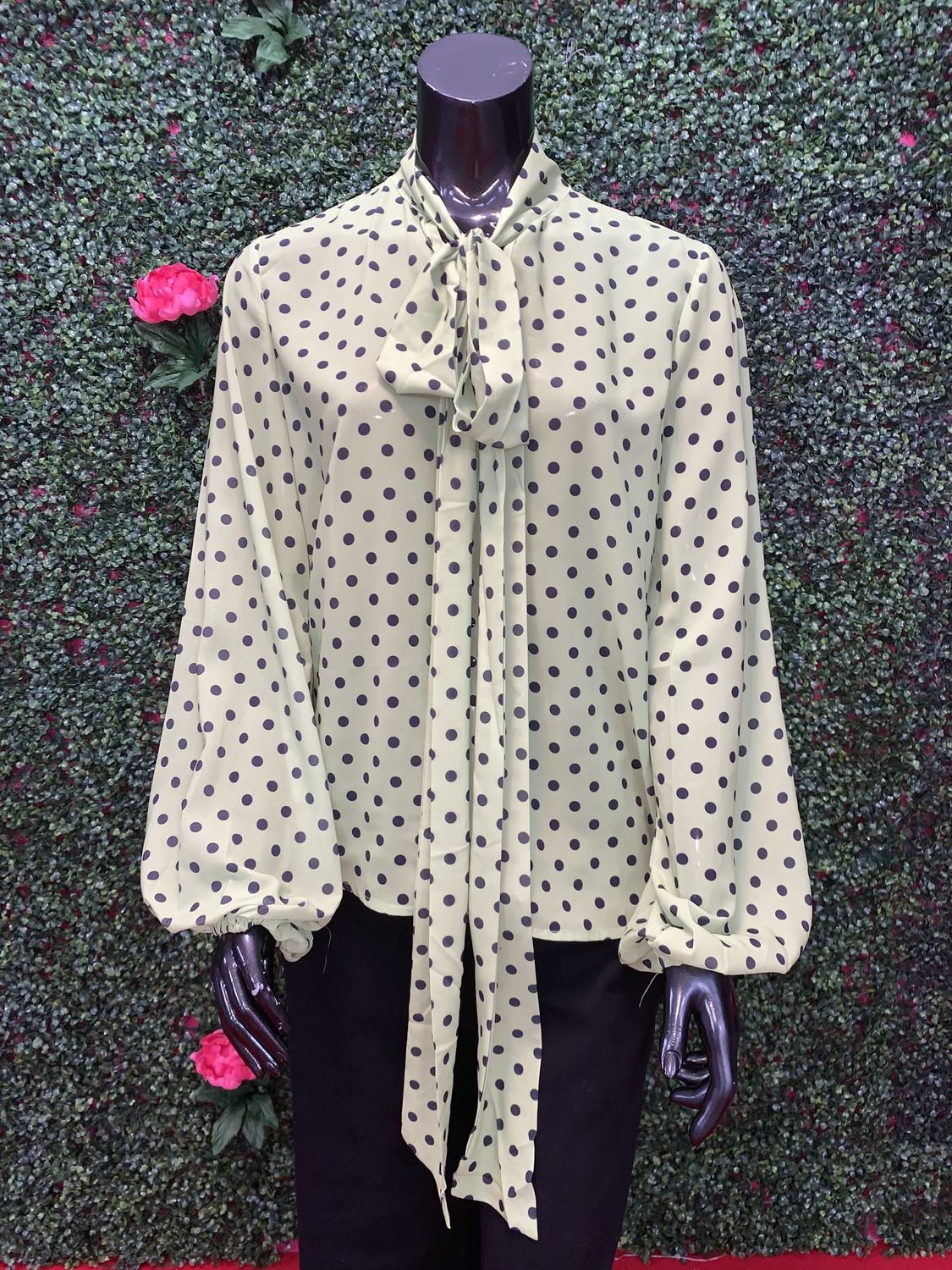 Green Polka Dot Long Sleeve