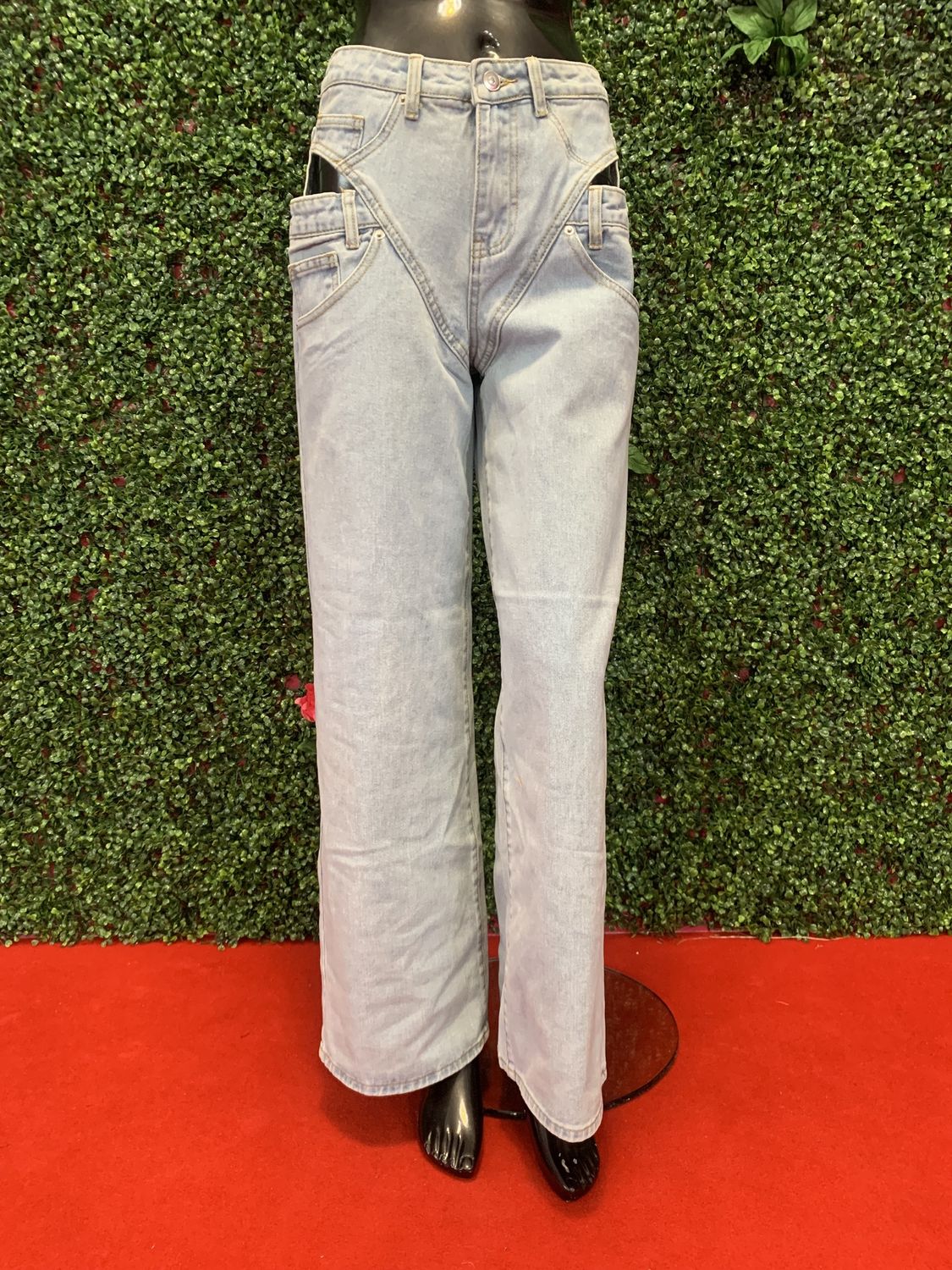 Light Blue Denim Cut Out Jeans