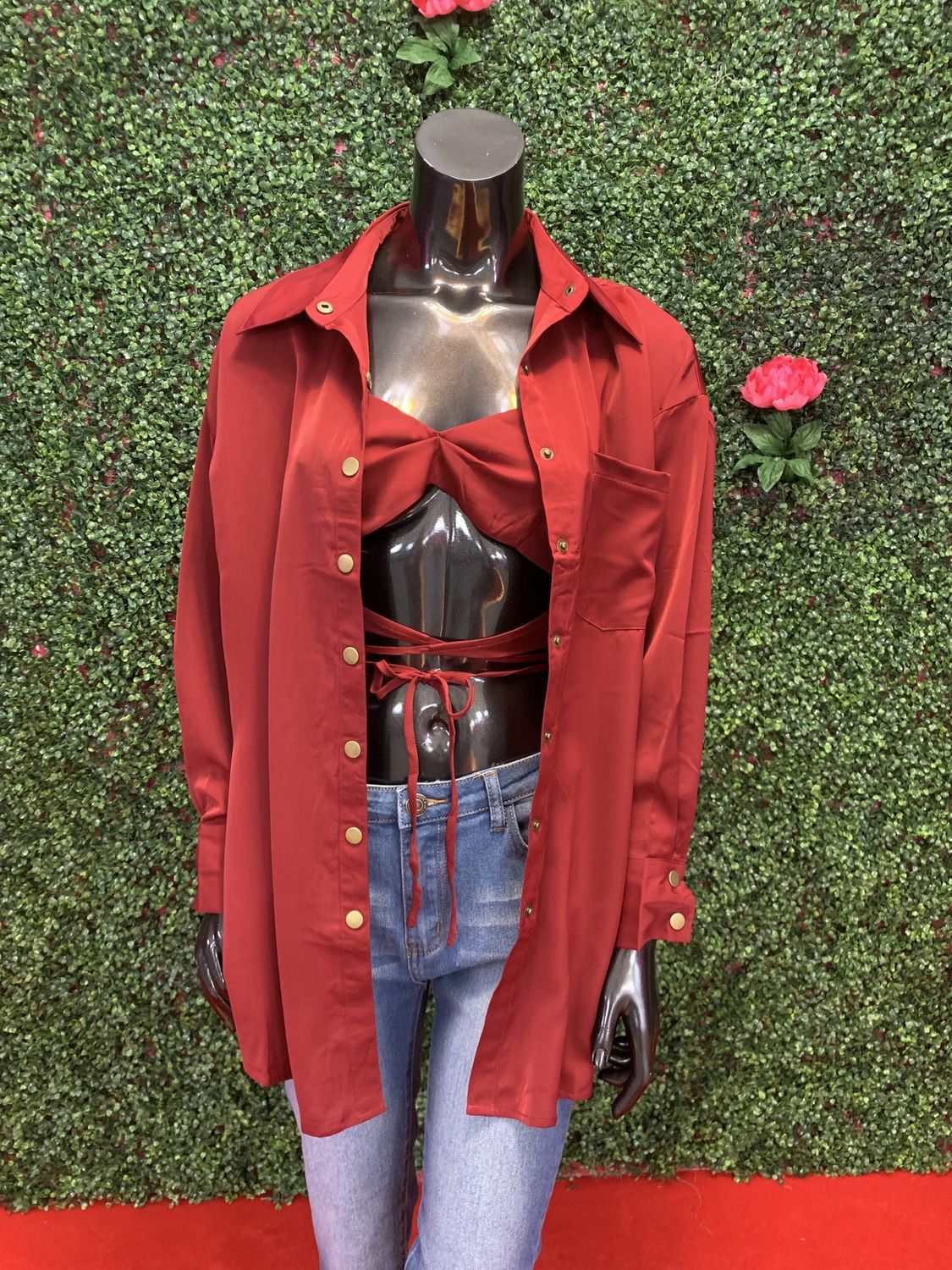 Burgundy Pull-Over/ Bralette Set