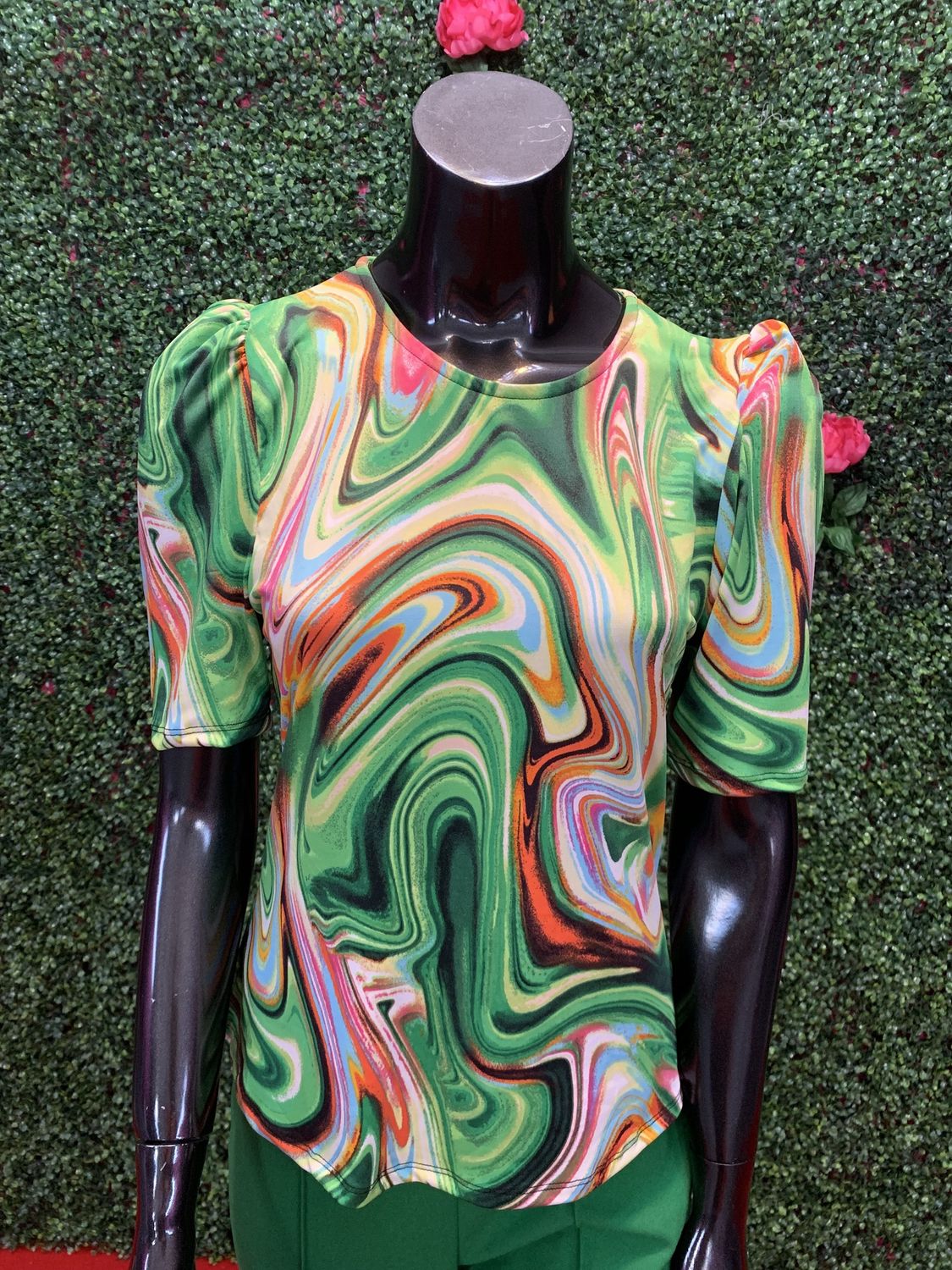 Green Rainbow Shirt Blouse