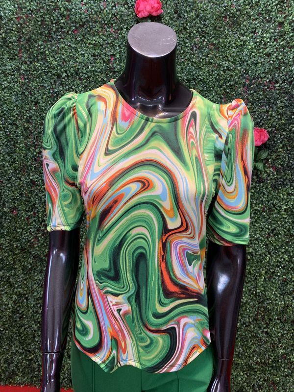 Green Rainbow Shirt Blouse