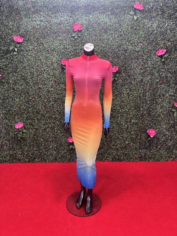 Rainbow Long Sleeve Dress